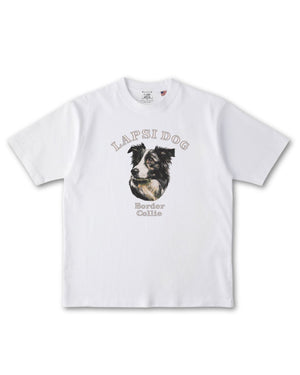 ボーダーコリー ミディアム フェイス&サークルロゴ 刺繍 Tシャツ