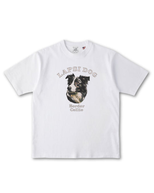 ボーダーコリー ミディアム フェイス&サークルロゴ 刺繍 Tシャツ