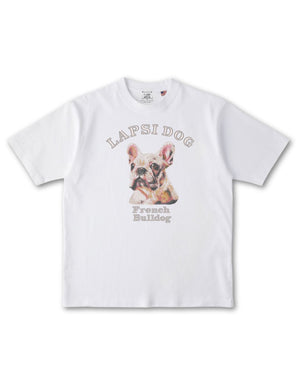 フレンチブルドック ミディアム フェイス&サークルロゴ 刺繍 Tシャツ