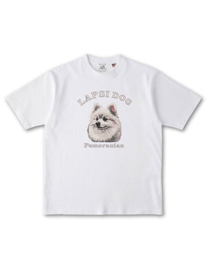 ポメラニアン ミディアム フェイス&サークルロゴ 刺繍 Tシャツ