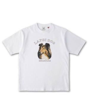 シェットランドシープドッグ ミディアム フェイス&サークルロゴ 刺繍 Tシャツ