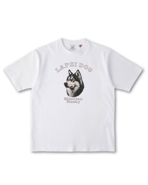 シベリアンハスキーミディアム フェイス&サークルロゴ 刺繍 Tシャツ