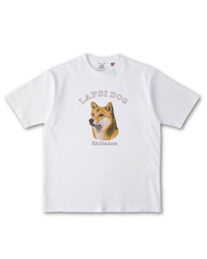柴犬 ミディアム フェイス&サークルロゴ 刺繍 Tシャツ