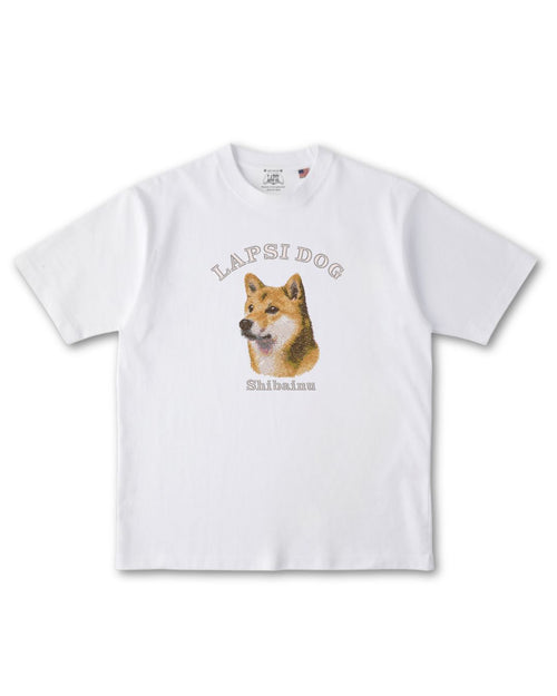 柴犬 ミディアム フェイス&サークルロゴ 刺繍 Tシャツ