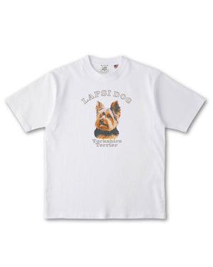 ヨークシャーテリア ミディアム フェイス&サークルロゴ 刺繍 Tシャツ