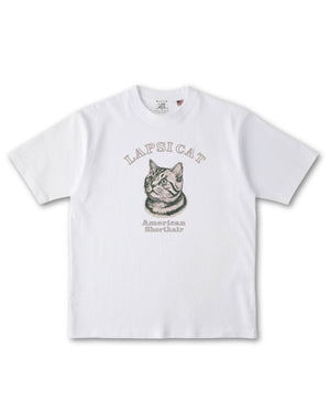 アメリカンショートヘア ミディアム フェイス&サークルロゴ 刺繍 Tシャツ