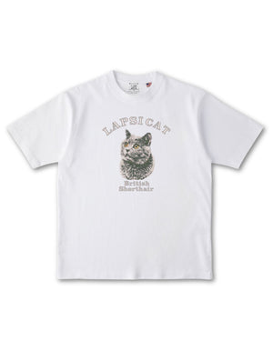 ブリッティッシュショートヘア ミディアム フェイス&サークルロゴ 刺繍 Tシャツ