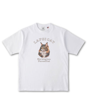ノルウェージャンフォレストキャット ミディアム フェイス&サークルロゴ 刺繍 Tシャツ