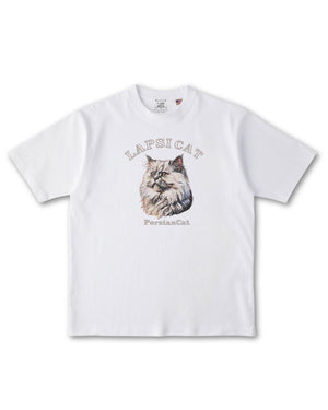 ペルシャ猫 ミディアム フェイス&サークルロゴ 刺繍 Tシャツ