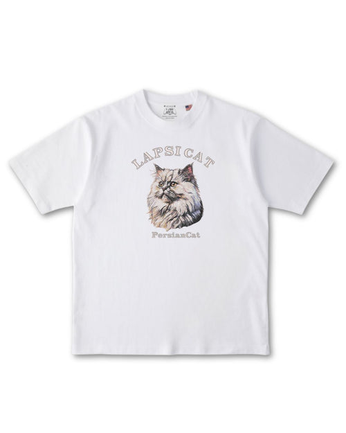 ペルシャ猫 ミディアム フェイス&サークルロゴ 刺繍 Tシャツ