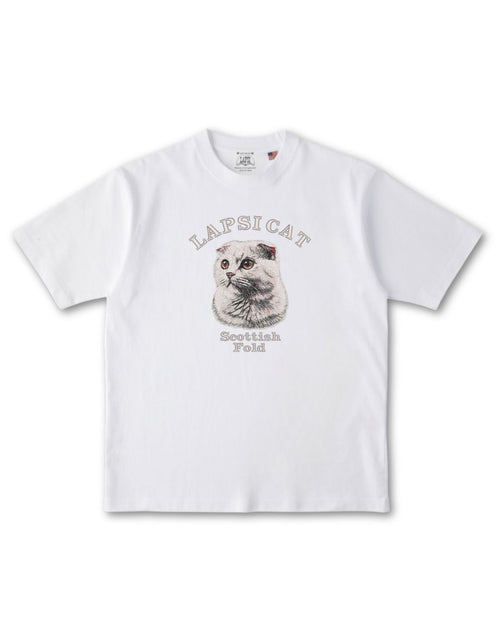 スコティッシュフォールド ミディアム フェイス&サークルロゴ 刺繍 Tシャツ