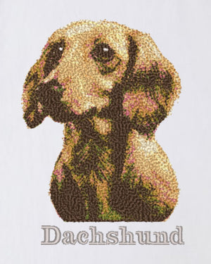 ダックスフント フェイス&ロゴ 刺繍 Tシャツ