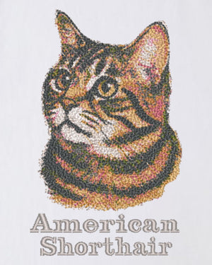 アメリカンショートヘア フェイス&ロゴ 刺繍 Tシャツ