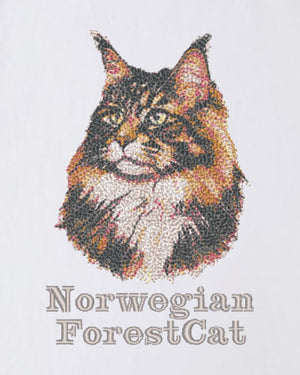ノルウェージャンフォレストキャット フェイス&ロゴ 刺繍 Tシャツ