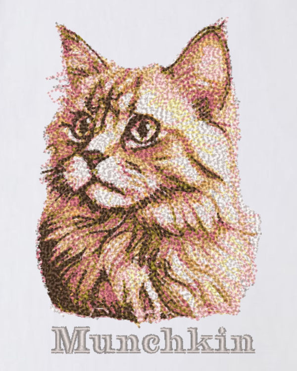 マンチカン フェイス&ロゴ 刺繍 Tシャツ