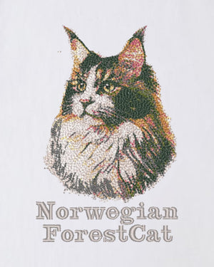 ノルウェージャンフォレストキャット フェイス&ロゴ 刺繍 Tシャツ