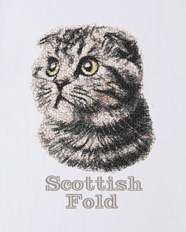 スコティッシュフォールド フェイス&ロゴ 刺繍 Tシャツ