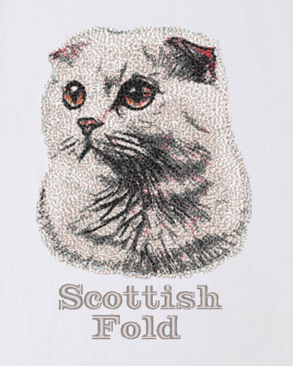 スコティッシュフォールド フェイス&ロゴ 刺繍 Tシャツ