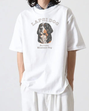 シベリアンハスキーミディアム フェイス&サークルロゴ 刺繍 Tシャツ