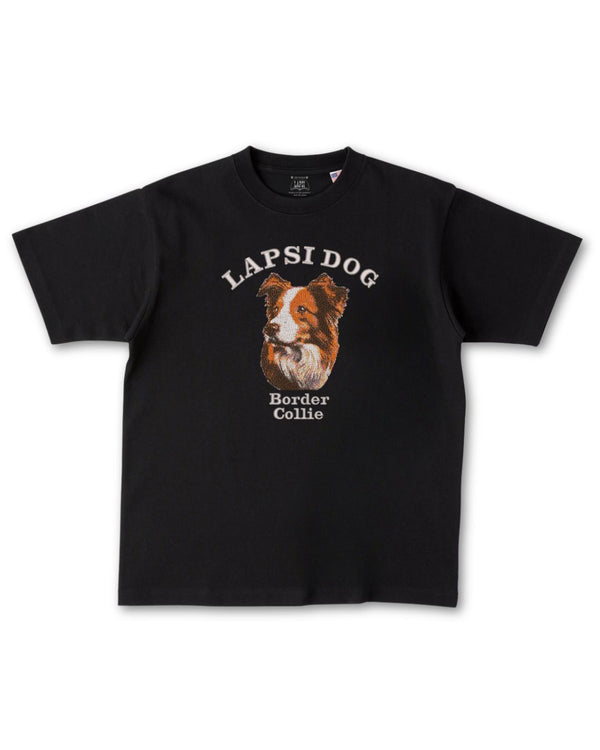 ボーダーコリー ミディアム フェイス&サークルロゴ 刺繍 Tシャツ