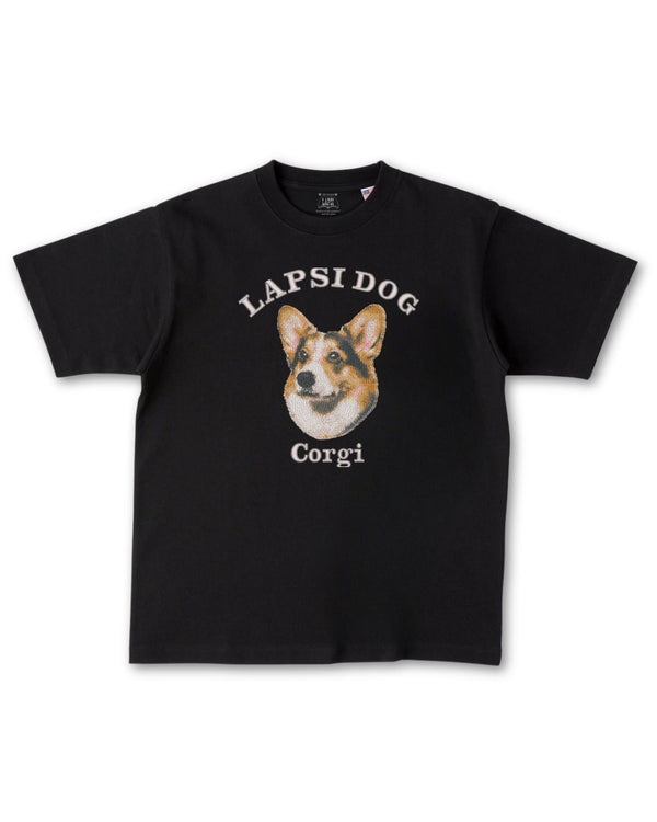 コーギー ミディアム フェイス&サークルロゴ 刺繍 Tシャツ