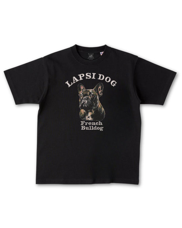 フレンチブルドック ミディアム フェイス&サークルロゴ 刺繍 Tシャツ