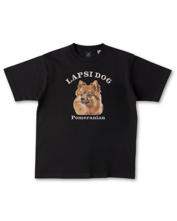 ポメラニアン ミディアム フェイス&サークルロゴ 刺繍 Tシャツ