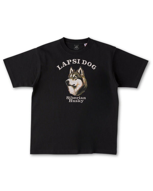 シベリアンハスキーミディアム フェイス&サークルロゴ 刺繍 Tシャツ