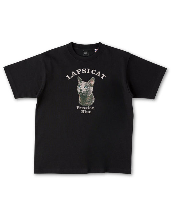 ロシアンブルー ミディアム フェイス&サークルロゴ 刺繍 Tシャツ