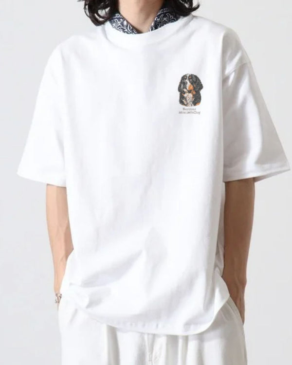 パグ フェイス&ロゴ 刺繍 Tシャツ