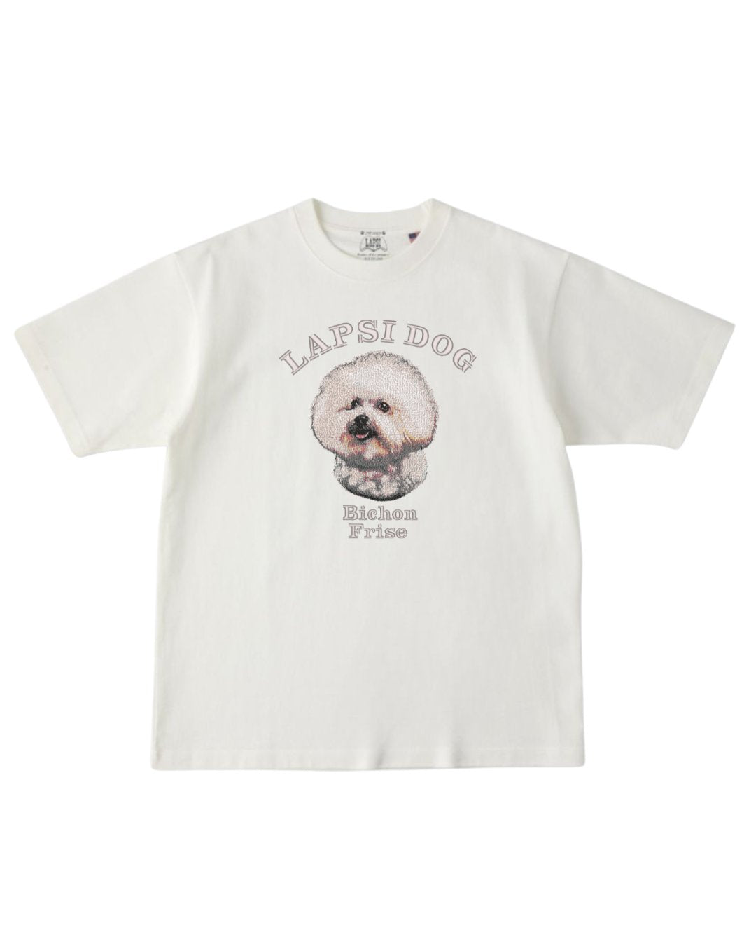 ビションフリーゼ ミディアム フェイス&サークルロゴ 刺繍 Tシャツ