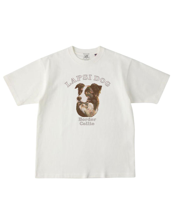 ボーダーコリー ミディアム フェイス&サークルロゴ 刺繍 Tシャツ