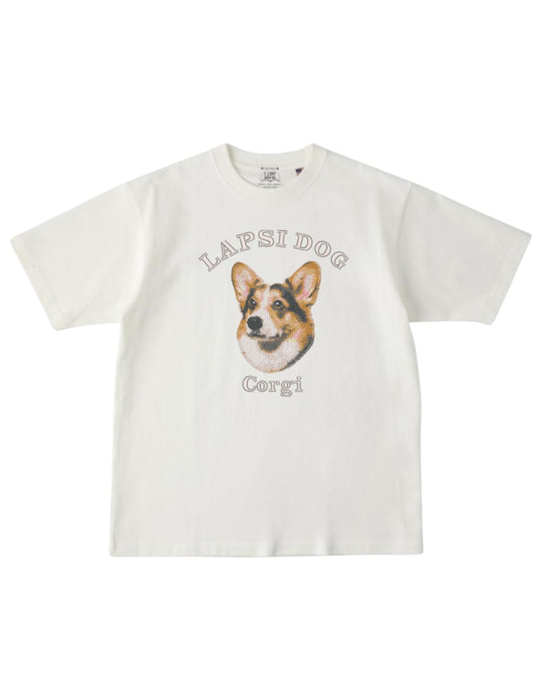 コーギー ミディアム フェイス&サークルロゴ 刺繍 Tシャツ