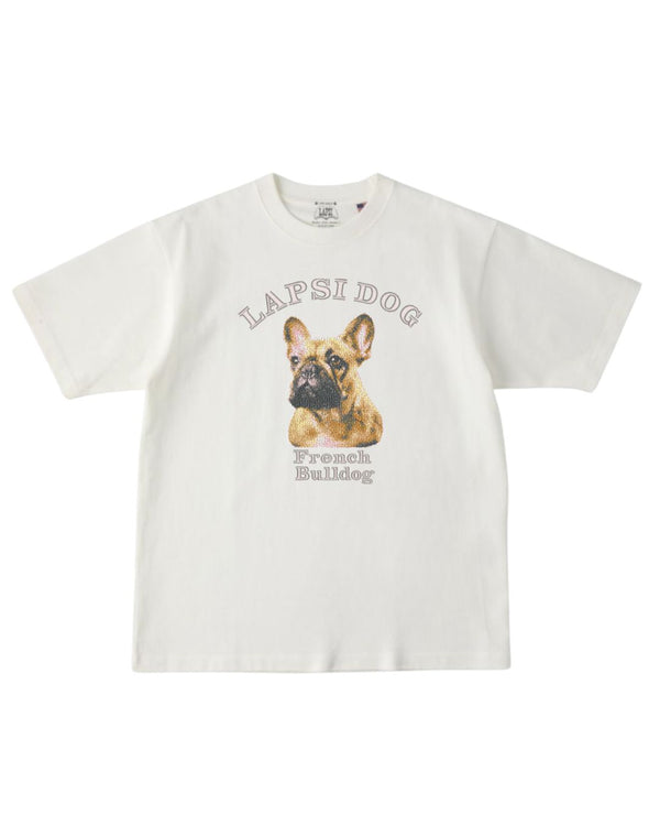 フレンチブルドック ミディアム フェイス&サークルロゴ 刺繍 Tシャツ