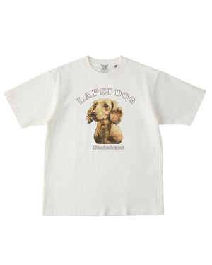 ダックスフント ミディアム フェイス&サークルロゴ 刺繍 Tシャツ