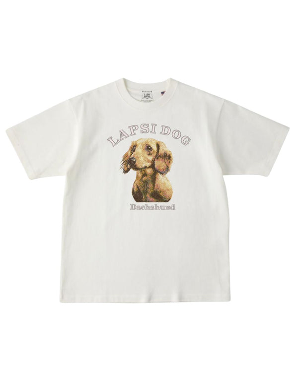 ダックスフント ミディアム フェイス&サークルロゴ 刺繍 Tシャツ