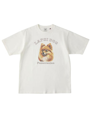ポメラニアン ミディアム フェイス&サークルロゴ 刺繍 Tシャツ