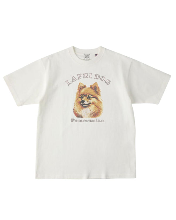 ポメラニアン ミディアム フェイス&サークルロゴ 刺繍 Tシャツ