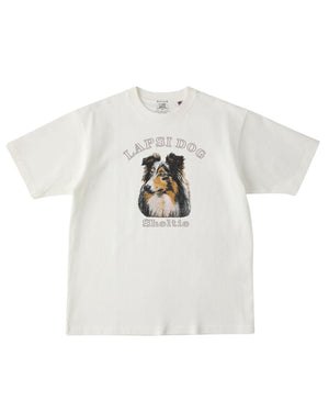 シェットランドシープドッグ ミディアム フェイス&サークルロゴ 刺繍 Tシャツ