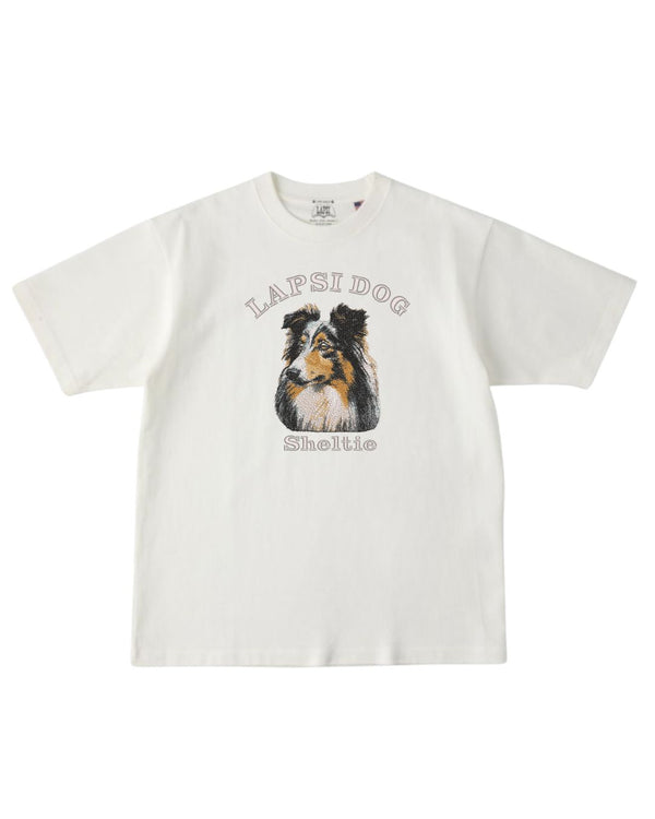 シェットランドシープドッグ ミディアム フェイス&サークルロゴ 刺繍 Tシャツ