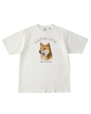 柴犬 ミディアム フェイス&サークルロゴ 刺繍 Tシャツ