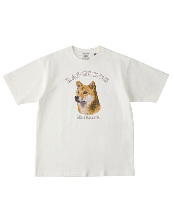 柴犬 ミディアム フェイス&サークルロゴ 刺繍 Tシャツ