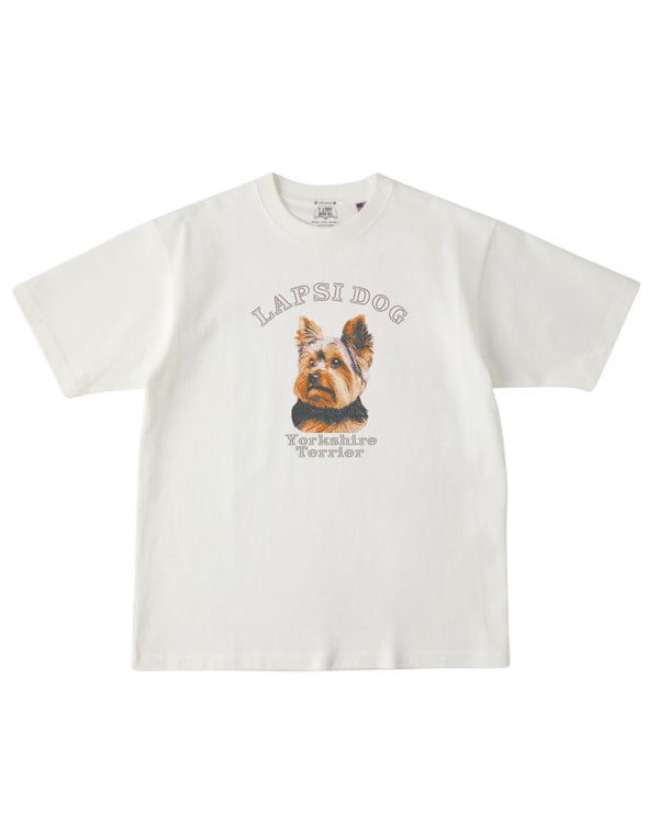 ヨークシャーテリア ミディアム フェイス&サークルロゴ 刺繍 Tシャツ