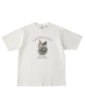 ブリッティッシュショートヘア ミディアム フェイス&サークルロゴ 刺繍 Tシャツ