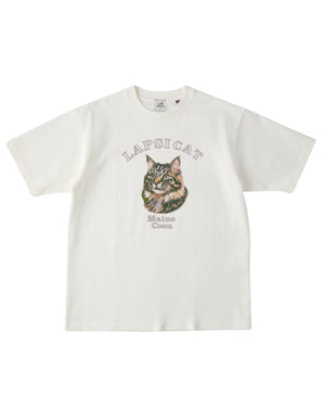 メインクーン ミディアム フェイス&サークルロゴ 刺繍 Tシャツ