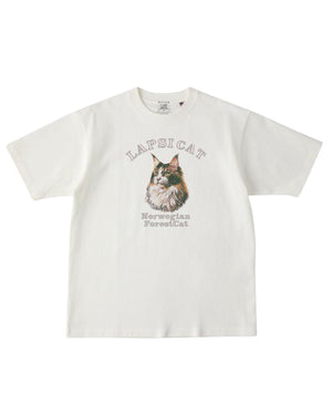 ノルウェージャンフォレストキャット ミディアム フェイス&サークルロゴ 刺繍 Tシャツ