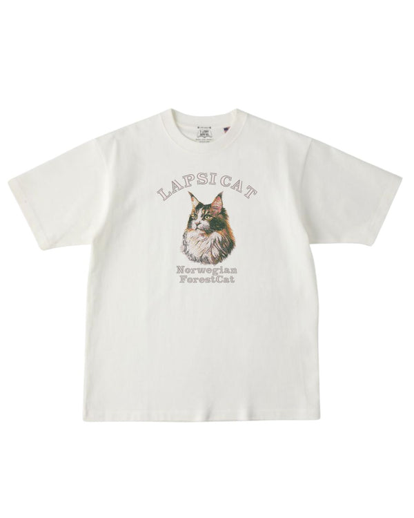 ノルウェージャンフォレストキャット ミディアム フェイス&サークルロゴ 刺繍 Tシャツ