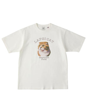 スコティッシュフォールド ミディアム フェイス&サークルロゴ 刺繍 Tシャツ