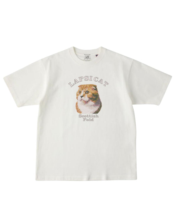 スコティッシュフォールド ミディアム フェイス&サークルロゴ 刺繍 Tシャツ