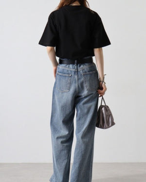 シベリアンハスキーミディアム フェイス&サークルロゴ 刺繍 Tシャツ